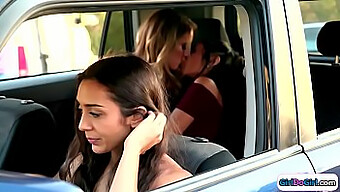 Driver Observes Girls Kissing In The Rear