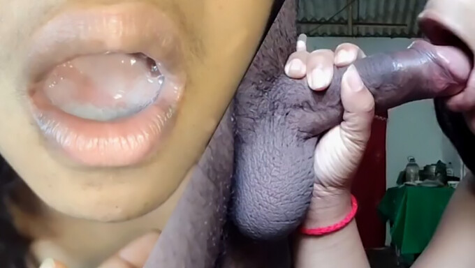 Šrilanška Punca Prejme Globok Oralni Creampie